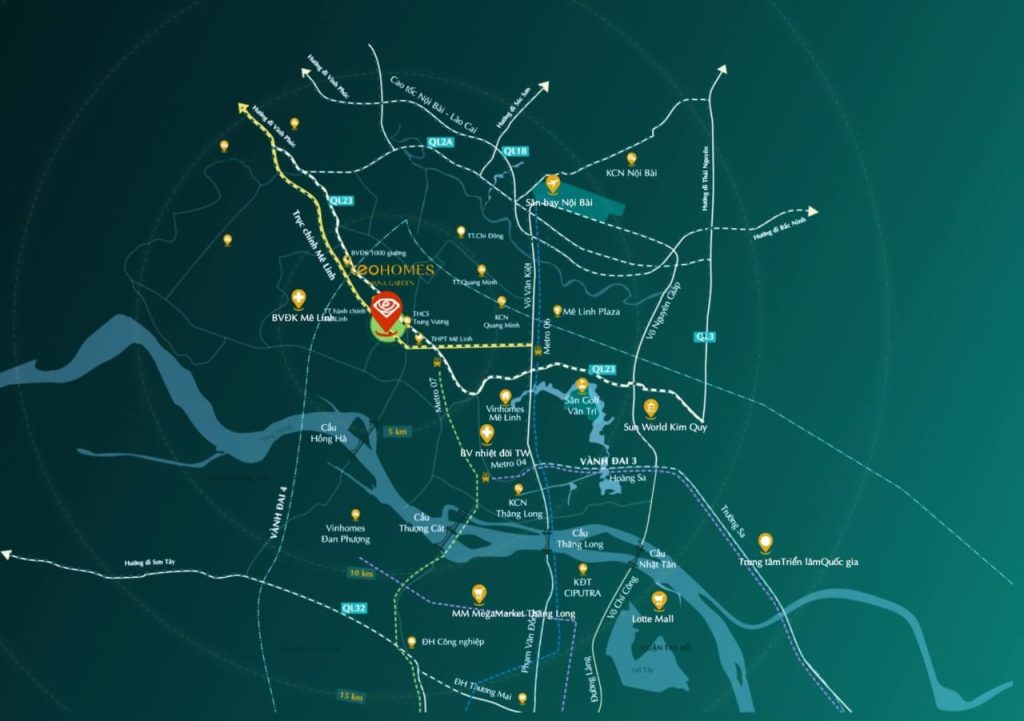 Vị trí CEOHomes Hana Garden Mê Linh